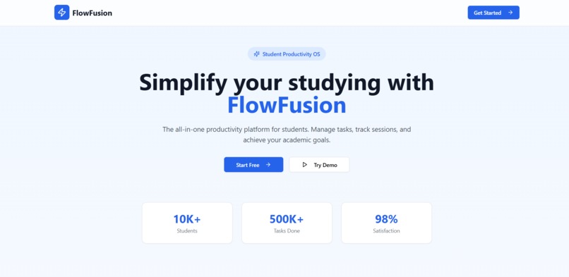 FlowFusion — Student Productivity OS – screenshot 1