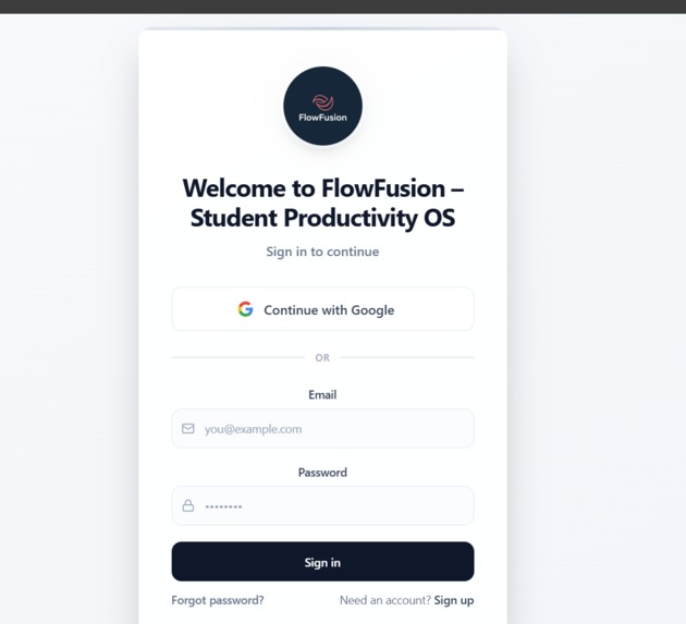 FlowFusion — Student Productivity OS – screenshot 2
