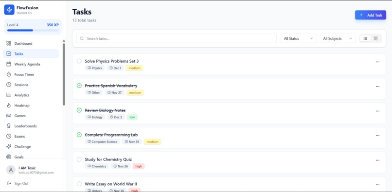 FlowFusion — Student Productivity OS – screenshot 4