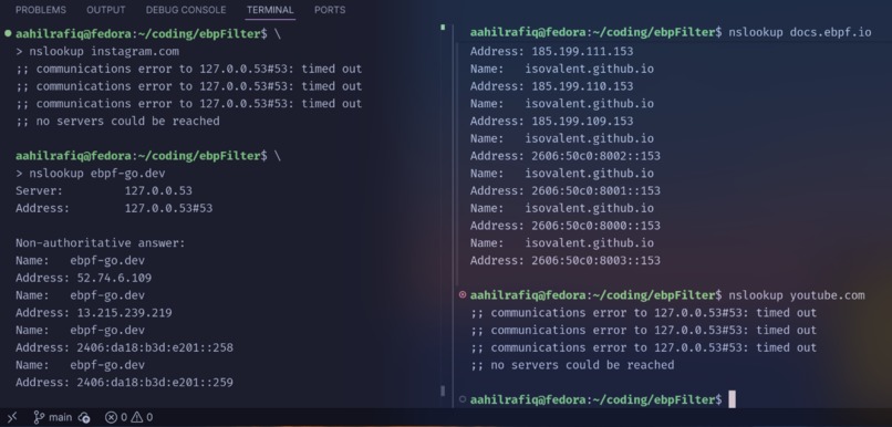 ebpFilter – screenshot 2