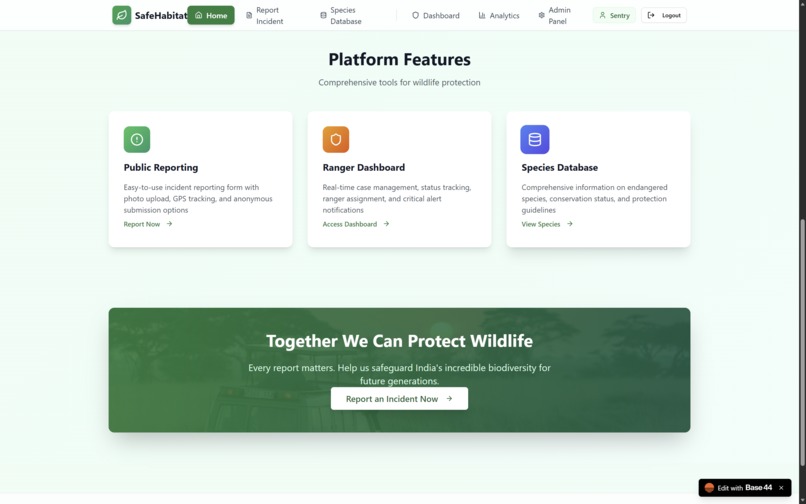 SafeHabitat – Community Wildlife Protection Network – screenshot 4