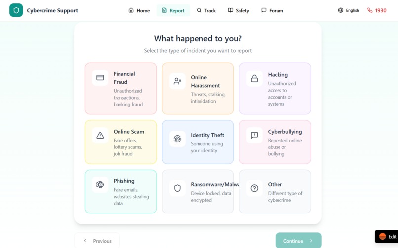 Cybercrime Support – screenshot 4