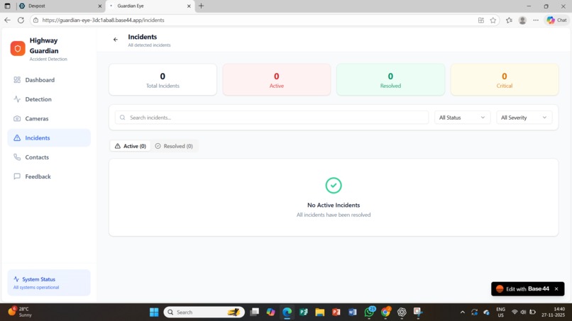 Accident detection sensor – screenshot 1