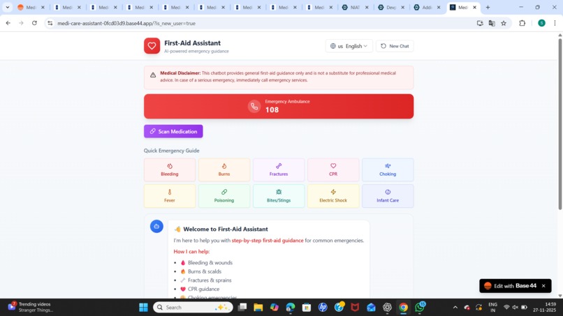 AI CHATBOT FOR FIRST AID AND HEALTH GUIDANCE – screenshot 1