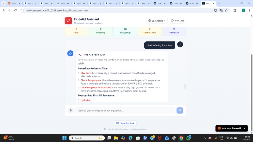 AI CHATBOT FOR FIRST AID AND HEALTH GUIDANCE – screenshot 2