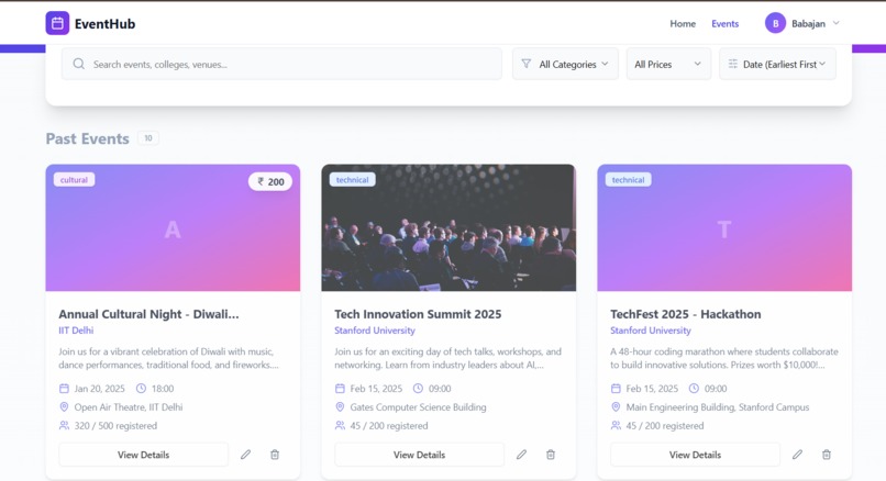 EventHub – screenshot 1