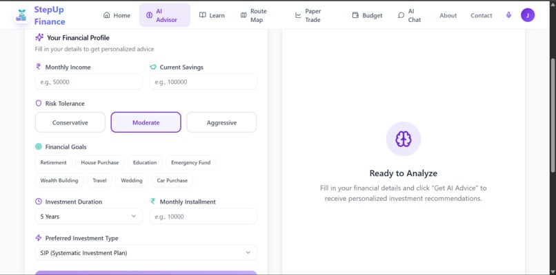 StepUp Finance – screenshot 1