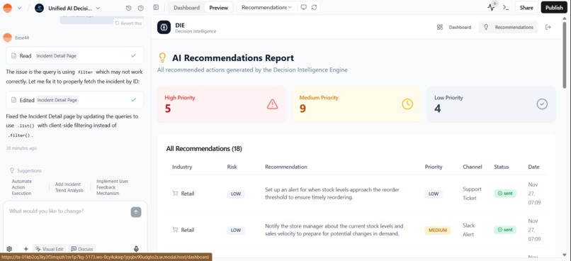 Unified AI Decision Intelligence Engine (DIE) – screenshot 3