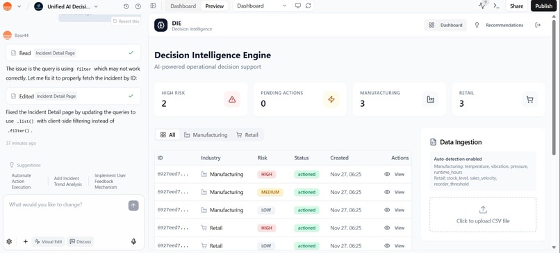 Unified AI Decision Intelligence Engine (DIE) – screenshot 4