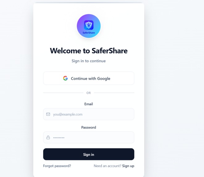 SaferShare – screenshot 1