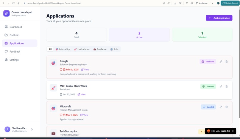 CareerLaunch: Smart Portfolio & Opportunity Tracker​ – screenshot 2