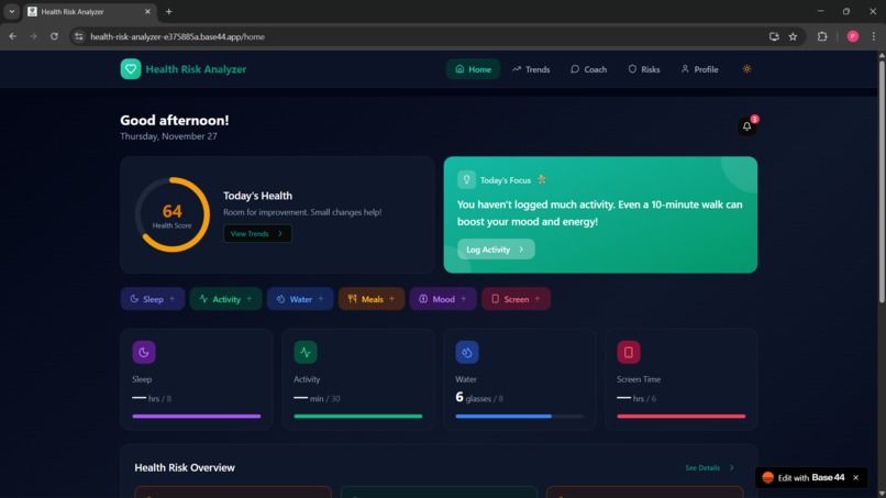 Health Risk Analyzer – screenshot 1