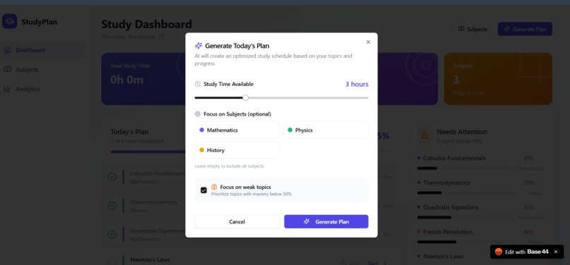 StudySmart – Smart Study Dashboard – screenshot 1