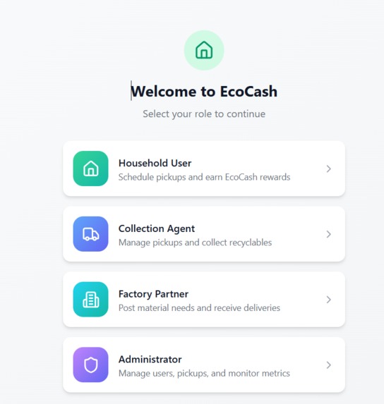 EcoCash – Smart Recycling & Reward Platform – screenshot 1