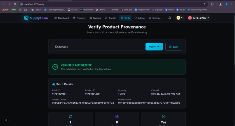 Supply Chain Tracking using Blockchain – screenshot 5