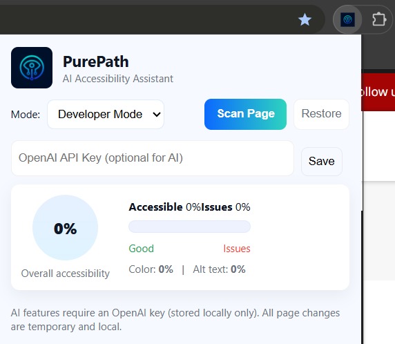 PurePath - AI Accessibility Assistent (Chrome Extension) – screenshot 1