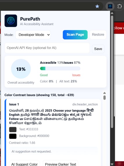 PurePath - AI Accessibility Assistent (Chrome Extension) – screenshot 2