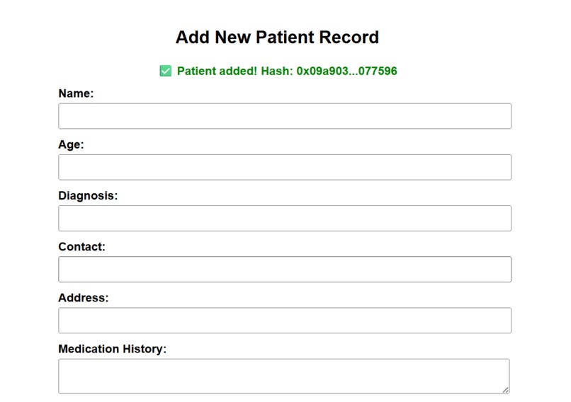 Electronic Health Record Management using Blockchain – screenshot 1