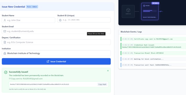 Blockchain-Based Certification Verification System – screenshot 1