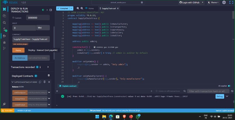 Blockchain-Based Supply Chain Traceability System – screenshot 1