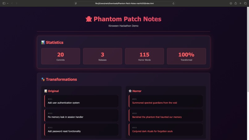 Phantom Patch Notes – screenshot 1