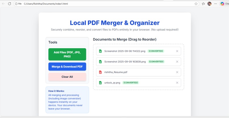Local PDF Merger & Organizer  – screenshot 1