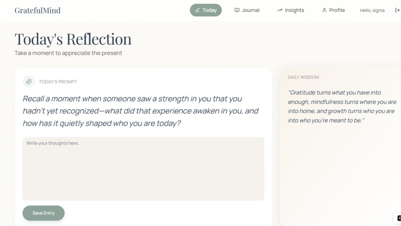 GratefulMind – screenshot 1