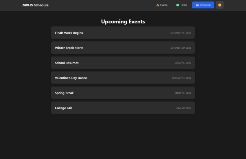 MVHS Schedule Tracker – screenshot 2