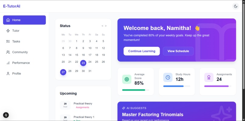 E-TutorAI:The Future of Personalized Learning – screenshot 1