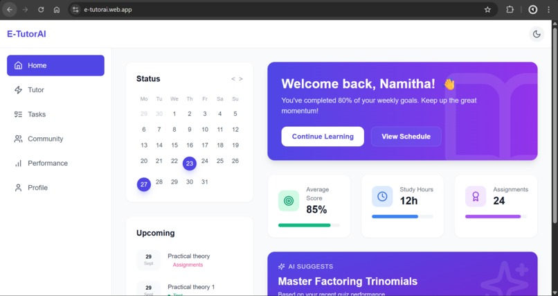 E-TutorAI:The Future of Personalized Learning – screenshot 1