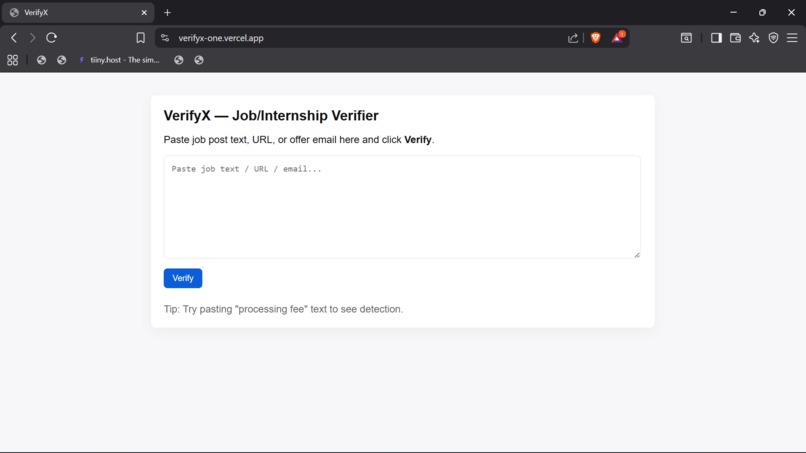 VerifyX – screenshot 1
