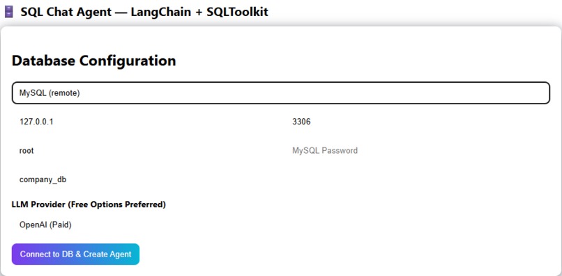 SQL_Chat_AI: NL-to-SQL Agent – screenshot 1