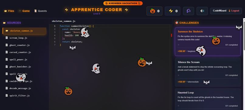 HexForge - spooky-themed coding education game – screenshot 2