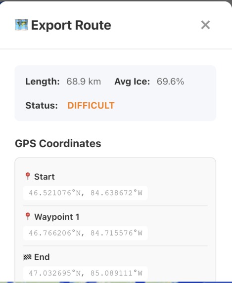 Nick's MiSpace Hackathon Ice Predictor and Route Creator – screenshot 5