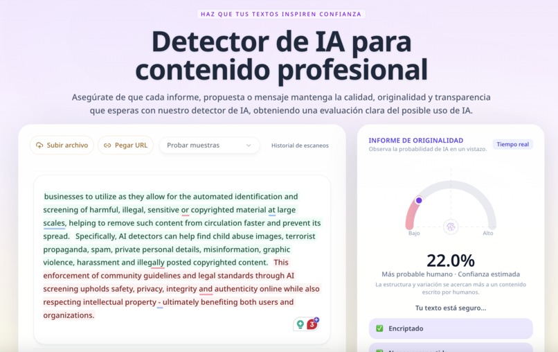 VeriIA – Detector de IA for professional content – screenshot 1