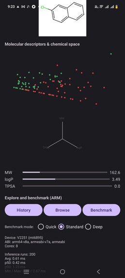 PocketQSAR: On-Device Drug Discovery with ExecuTorch – screenshot 2