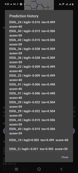 PocketQSAR: On-Device Drug Discovery with ExecuTorch – screenshot 4