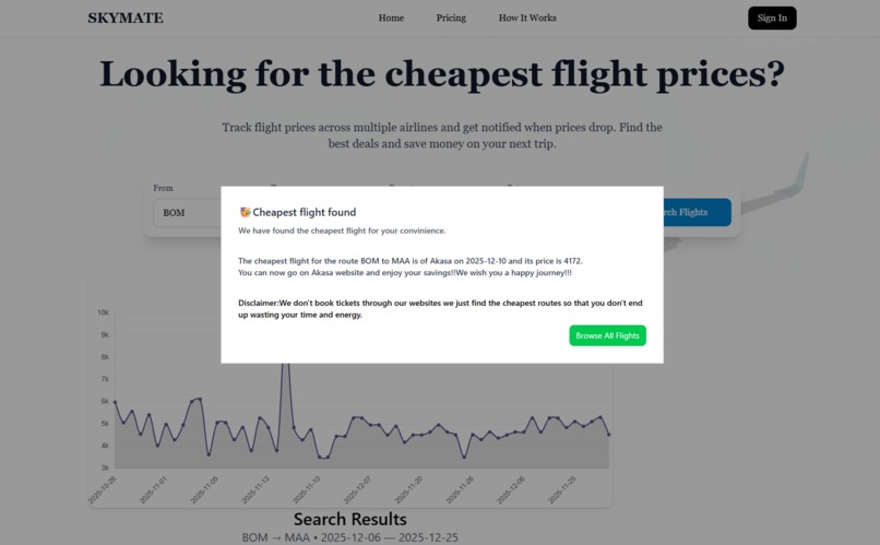 SKYMATE-FLIGHT PRICE TRACKER – screenshot 2