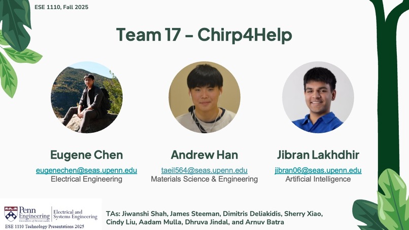 ESE 1110, Team 17, Chirp4Help – screenshot 1