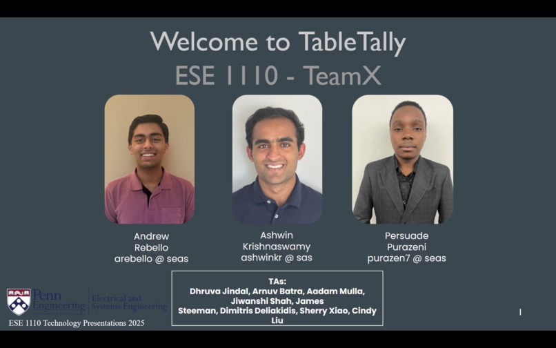 ESE 1110, TeamX, TableTally – screenshot 1