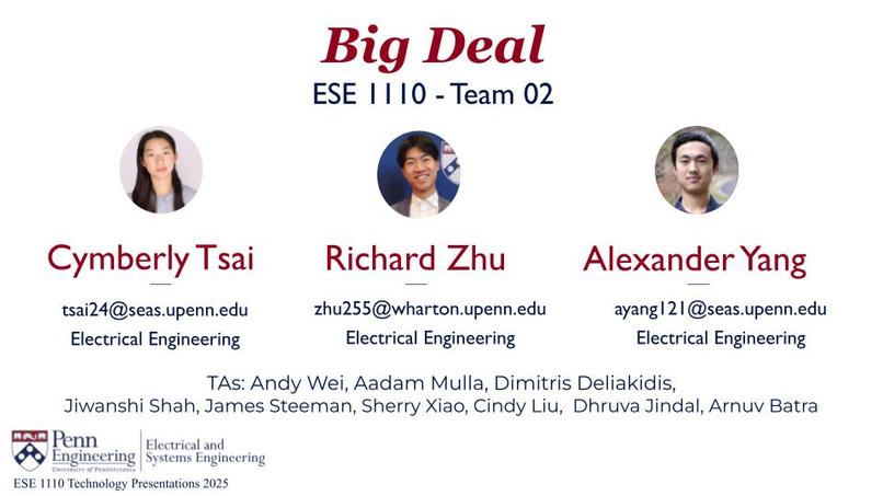 ESE 1110, Team 02, Big Deal – screenshot 1