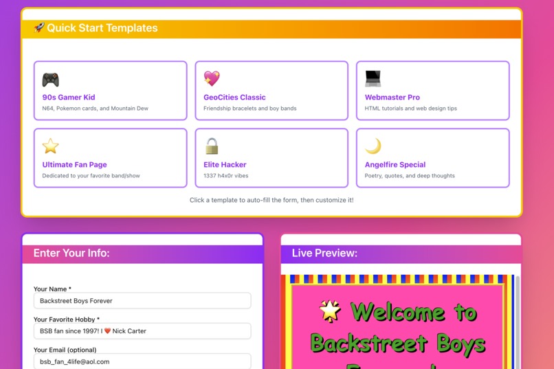 90s Website Generator – screenshot 1