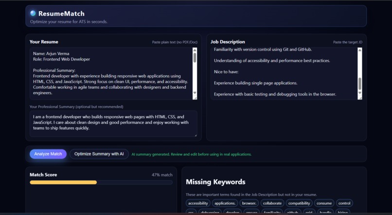 ResumeMatch – screenshot 2