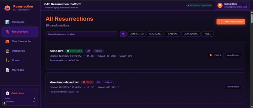 Kiro Powered - SAP Resurrection Platform – screenshot 2