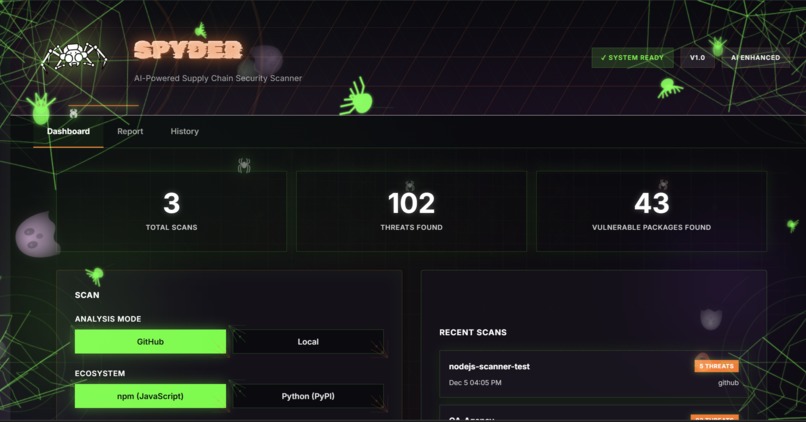 Spyder [AI-Powered Supply Chain Security Scanner] – screenshot 1