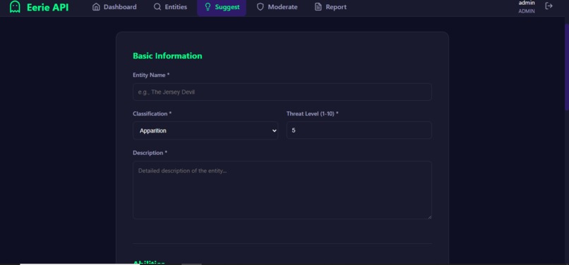 EERIE API – screenshot 4