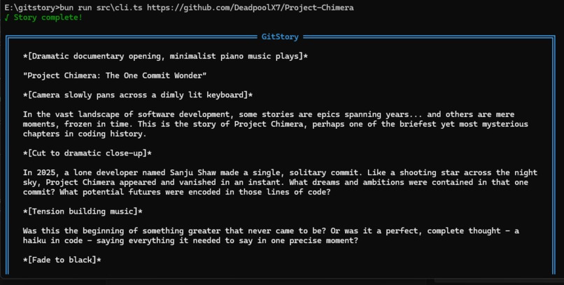 GitStory – screenshot 2