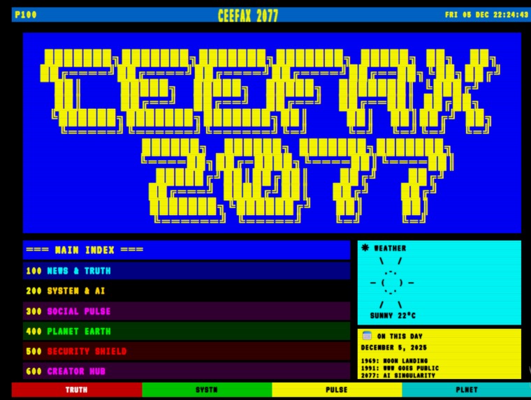 Ceefax 2077: The Noise-Cancelling Internet – screenshot 1