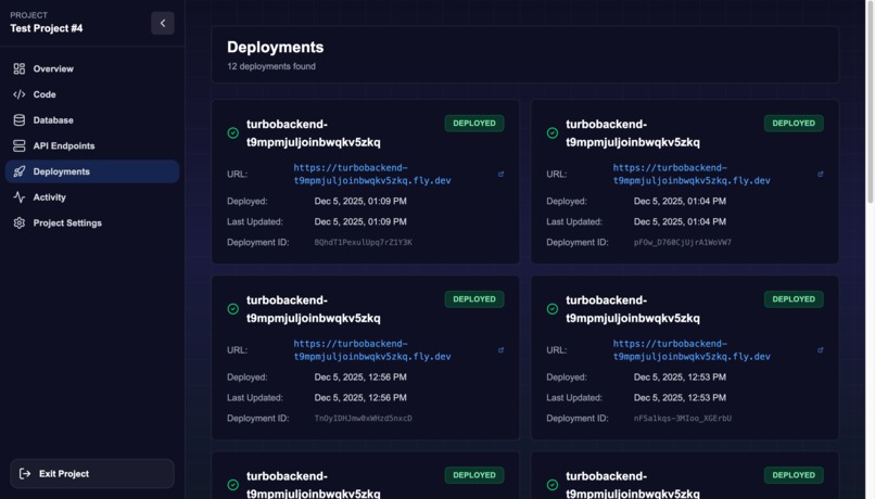 TurboBackend – screenshot 1