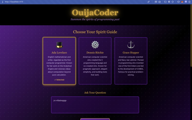 OuijaCoder — Summon the Spirits of Programming Past – screenshot 1